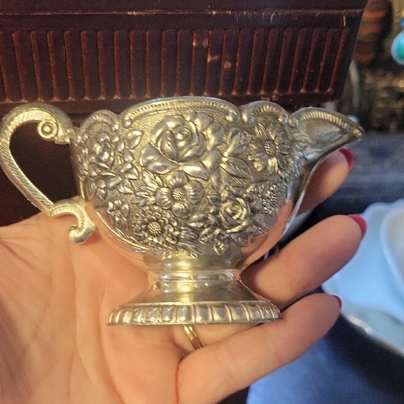 Source Unknown Silver Sugar and Creamer Set - Picture 3 of 5